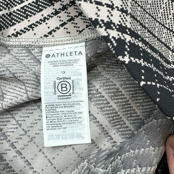 ATHLETA Women’s Black White Plaid Salutation Stash Textured Tight Legging Size 1 - Picture 5 of 7